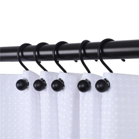 Utopia Alley Utopia Alley HK7BK Ball Shower Curtain Hooks for Bathroom Shower Rods Curtains; Set of 12 - Black HK7BK